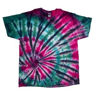 Tie Dyed Green and Pink T Shirt